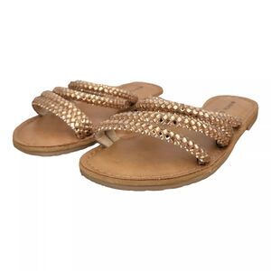 NWOT Rock & Candy Zigi Sandals Girls 11 Rhinestone Flat Open Toe Slip On Kids